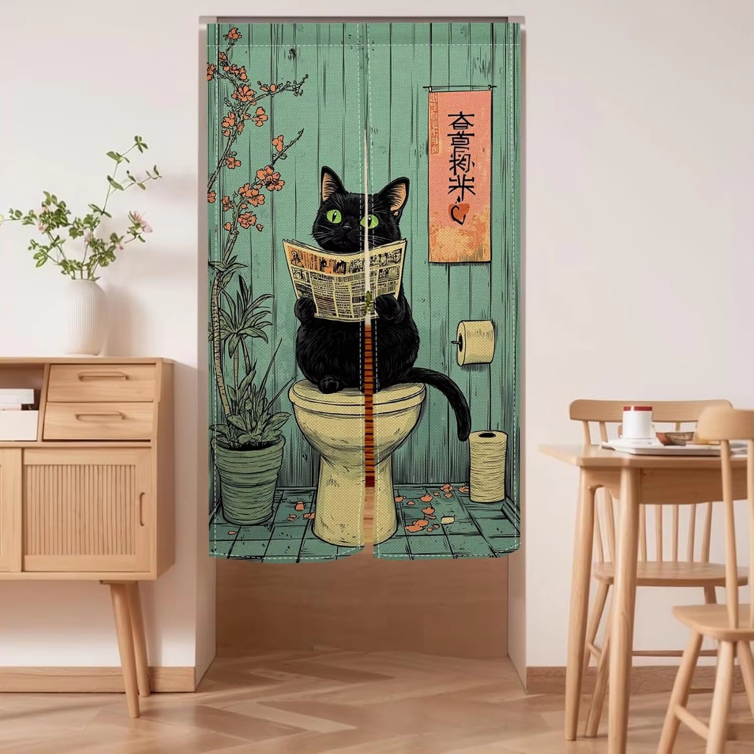 Home Bathroom Partition - Полуштора VIKAMA Fun Black Cat, разделительная