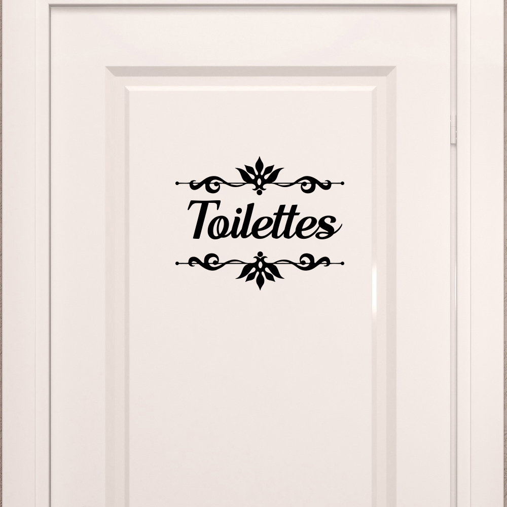 Home Bathroom Floor Tiles - Французский туалет с цветком, дверная наклейка,