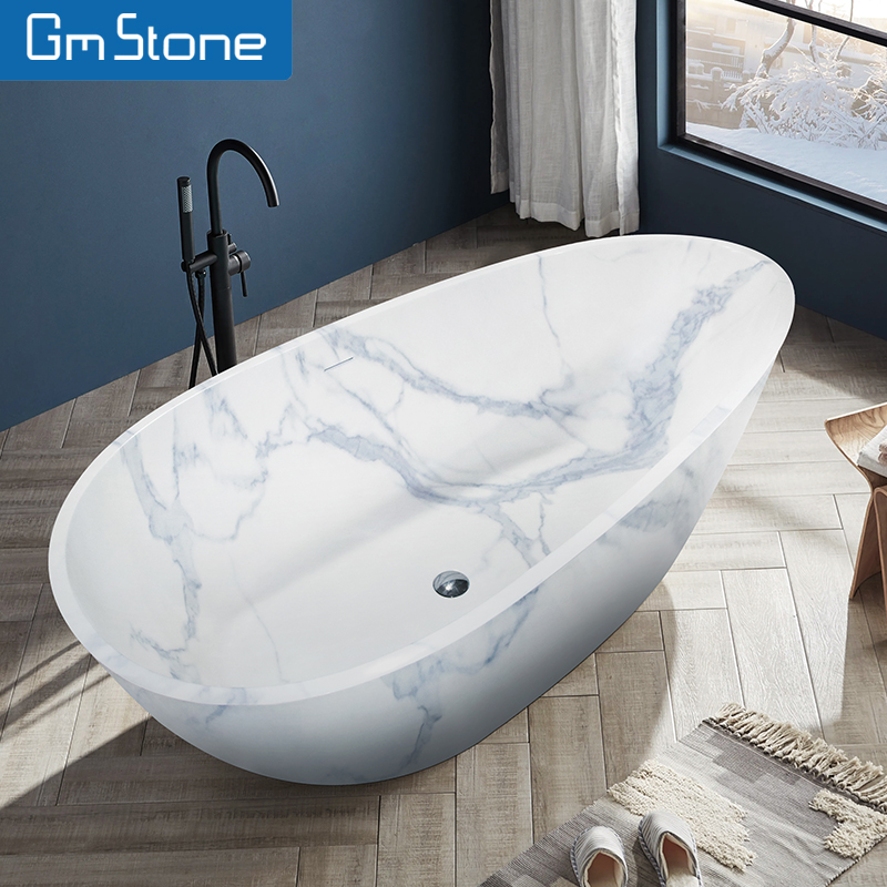 Home Bathroom Jacuzzi - Ванна сине-белая фарфоровая текстура, отдельно стоящая