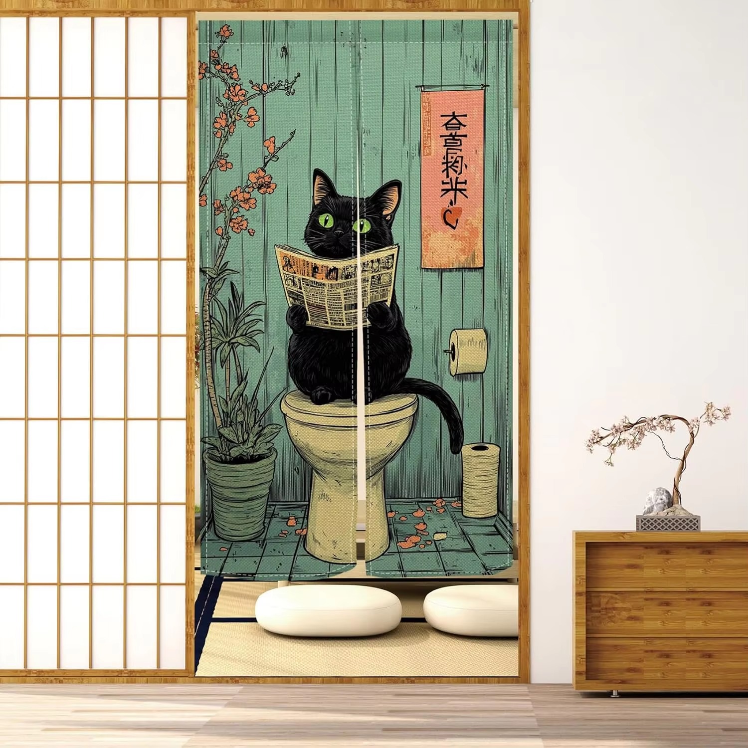 Полуштора VIKAMA Fun Black Cat – обзор и цена Home Bathroom Partition