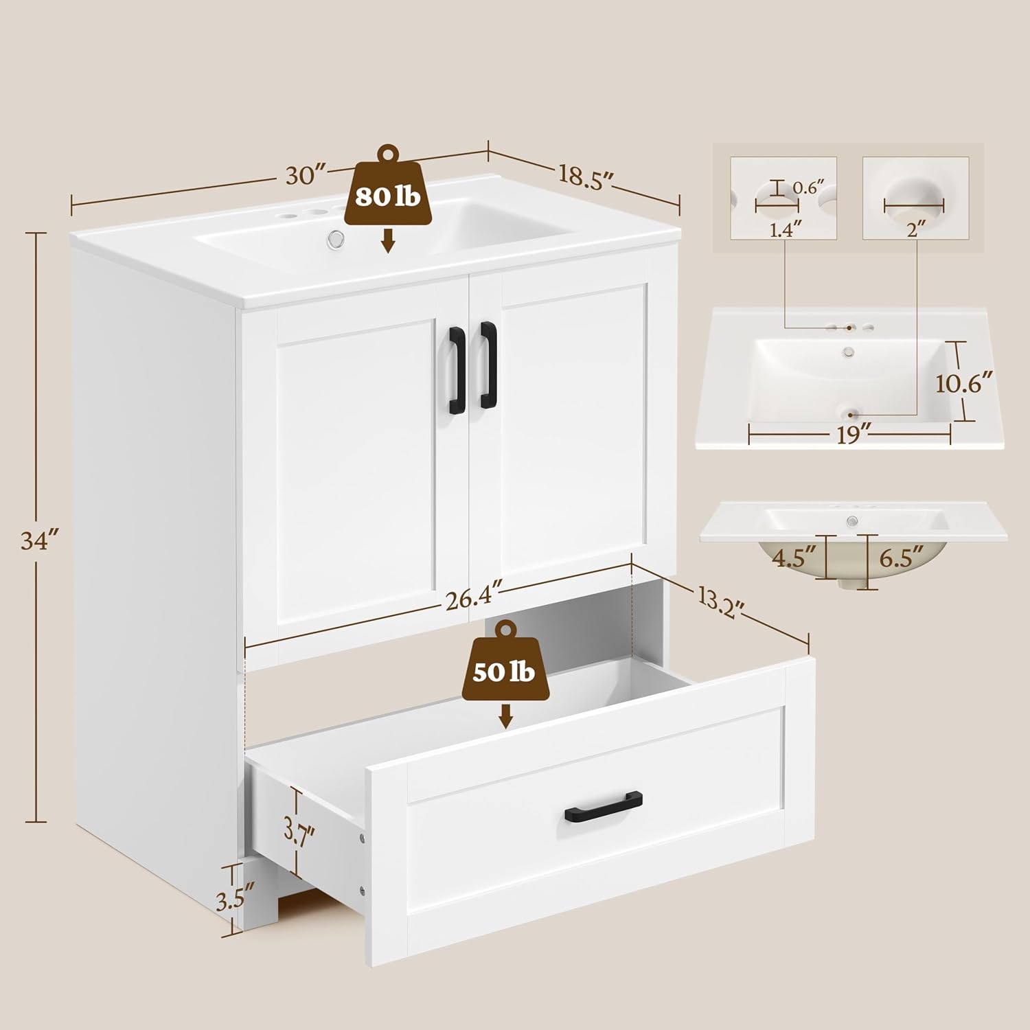 Тумба для ванной 30 дюймов с к – обзор и цена Home Bathroom Sink
